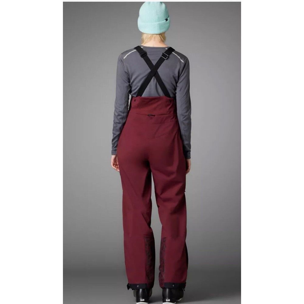 adidas Burgundy Ski Bib Pants with Black Straps - Picture 3 of 15